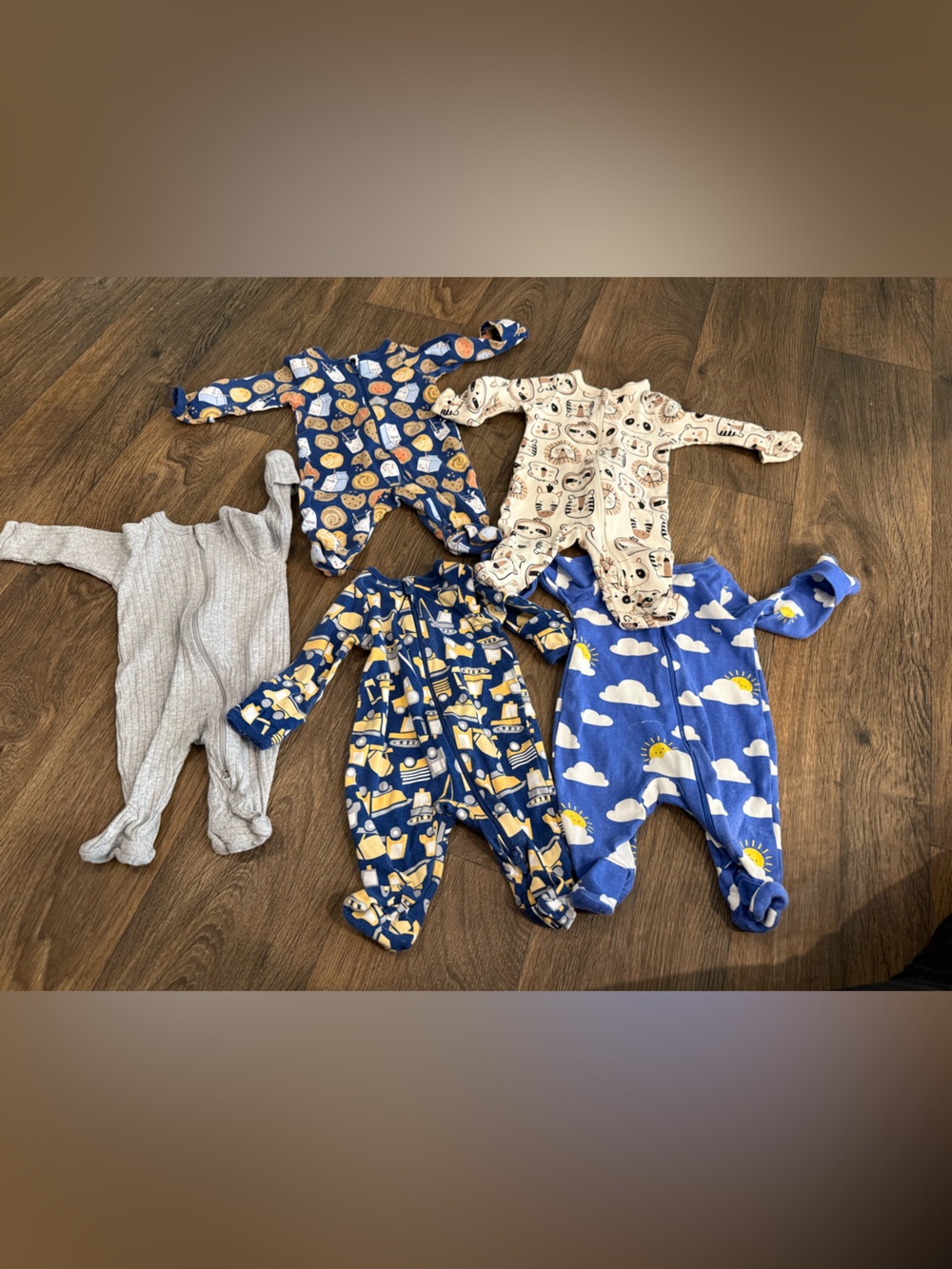 Wonder Nation- Two Way Zipper- Sleepers- Set of 5- Newborn